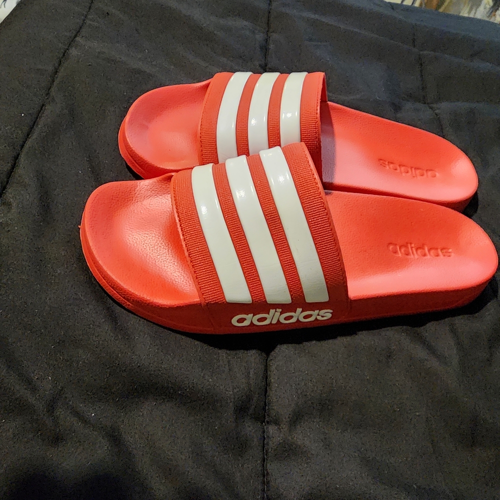 Adidas Bold Red and White Slides 10 Never Worn New